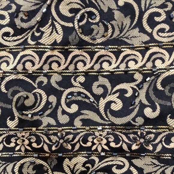 Jessica Howard Formal Dress Size 8 Black Gold Beaded Damask Scrollwork Brocade - Picture 7 of 10